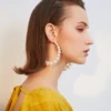 Oversized Artificial Pearl Big Ear Hoop - Image 4